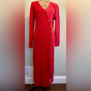 River Island Vibrant Red and Pink  Long Sleeve Dress